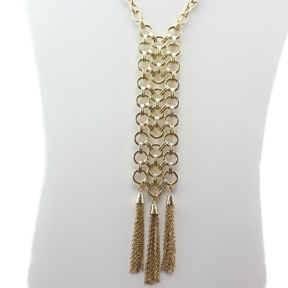 Thalia Sodi Gold-Tone Chain Link and Tassel Lariat - Picture 2 of 3